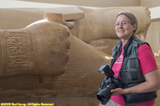 Charlotte at Ramsses statue