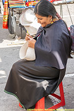 woman crocheting
