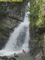 swimming in waterfall