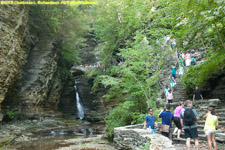 hikers and waterfall