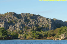 view across lake of tsingy