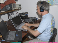 Paul operating the CQ WW CW as 6V7D