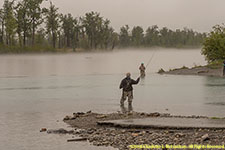 fishing in the rain