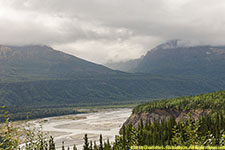 braided river and fog