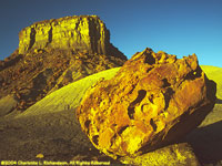 butte and rock at sunset